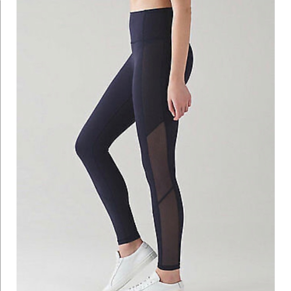 Navy Body Con Luxtreme High Rise Mesh Leggings